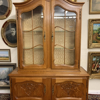 Elegant French Carved Oak Vitrine/cabinet- Now Sold