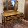 Elegant French Carved Oak Triple Mirror Dressing Table - Now Sold - Image 4
