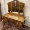 Elegant French Carved Oak Triple Mirror Dressing Table - Now Sold - Image 7