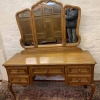 Elegant French Carved Oak Triple Mirror Dressing Table - Now Sold - Image 9