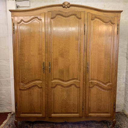 Fantastic French Carved Oak Three Door Armoire/wardrobe - Now Sold