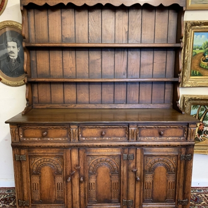 Outstanding Quality Titchmarsh And Goodwin Carved Oak Dresser With Plate Rack - Now Sold