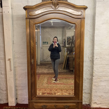 Fabulous Antique French Carved Walnut Mirror Door Armoire/wardrobe - Now Sold