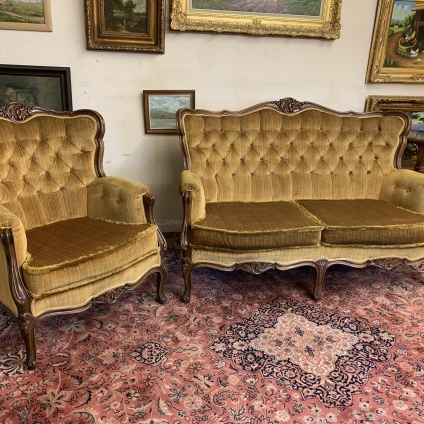 Elegant French Walnut Framed Sofa With Matching Armchair - Now Sold