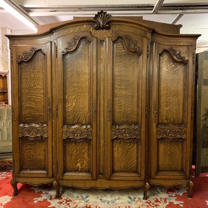 Fantastic Quality Antique French Carved Oak Four Door Brakefront Armoire/wardrobe - Now Sold