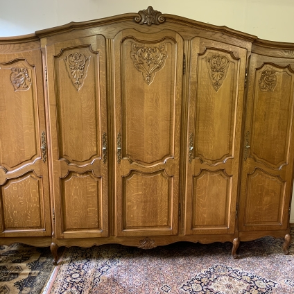 Outstanding Quality French Carved Oak Five Door Breakfront Armoire/wardrobe - Now Sold