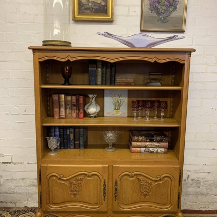 Outstanding Quality French Carved Oak Open Bookcase With Cupboards Below - Now Sold