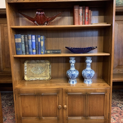 Fantastic Quality Ercol Golden Dawn Open Bookcase With Cupboard Below - Now Sold