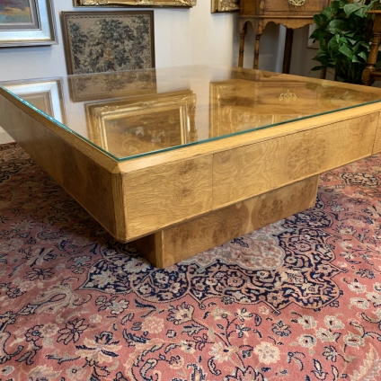 Stunning Mid Century Birds Eye Maple And Walnut Coffee Table By Hk Furniture - Now Sold