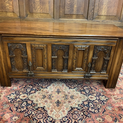 Fantastic Quality Carved Oak Old Charm Storage Chest/box With Pull Down Front  -now Sold