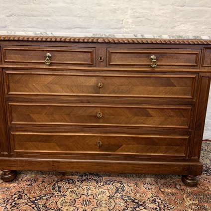 Stunning Antique French Carved Mahogany Marble Topped Chest/commode - Now Sold