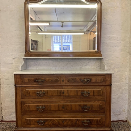 Stunning Antique French Carved Walnut Marble Topped Dressing Chest Circa 1890 - Now Sold