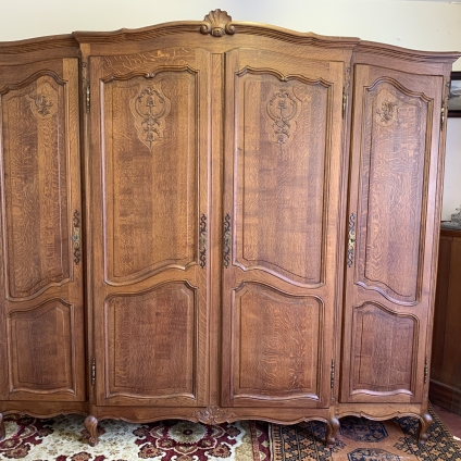 Outstanding Quality French Carved Oak Four Door Brakefront Armoire/wardrobe - Now Sold