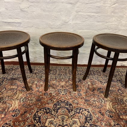 Fabulous Set Of Three Antique Bentwood Stools Circa 1910 - Now Sold