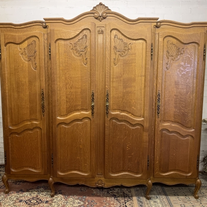 Outsanding Quality French Carved Oak Four-door Brakefront Armoire/wardrobe - Now Sold