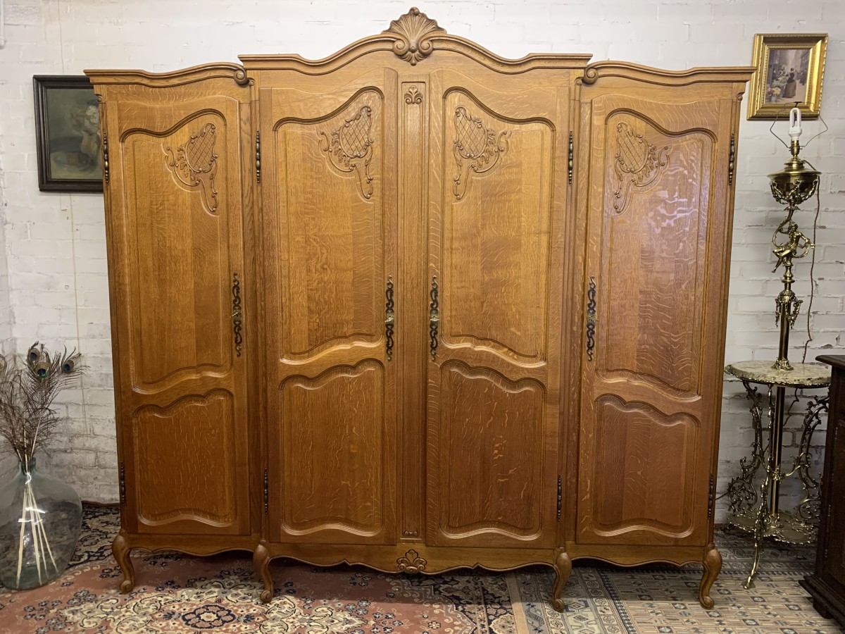 Outsanding Quality French Carved Oak Four-door Brakefront Armoire/wardrobe - Now Sold
