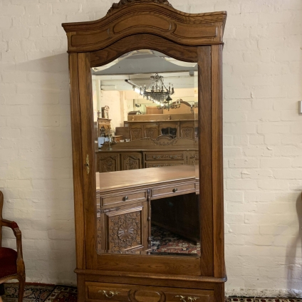 Fabulous Antique French Carved Oak Mirrored Armoire/lined Cupboard/wardrobe - Now Sold