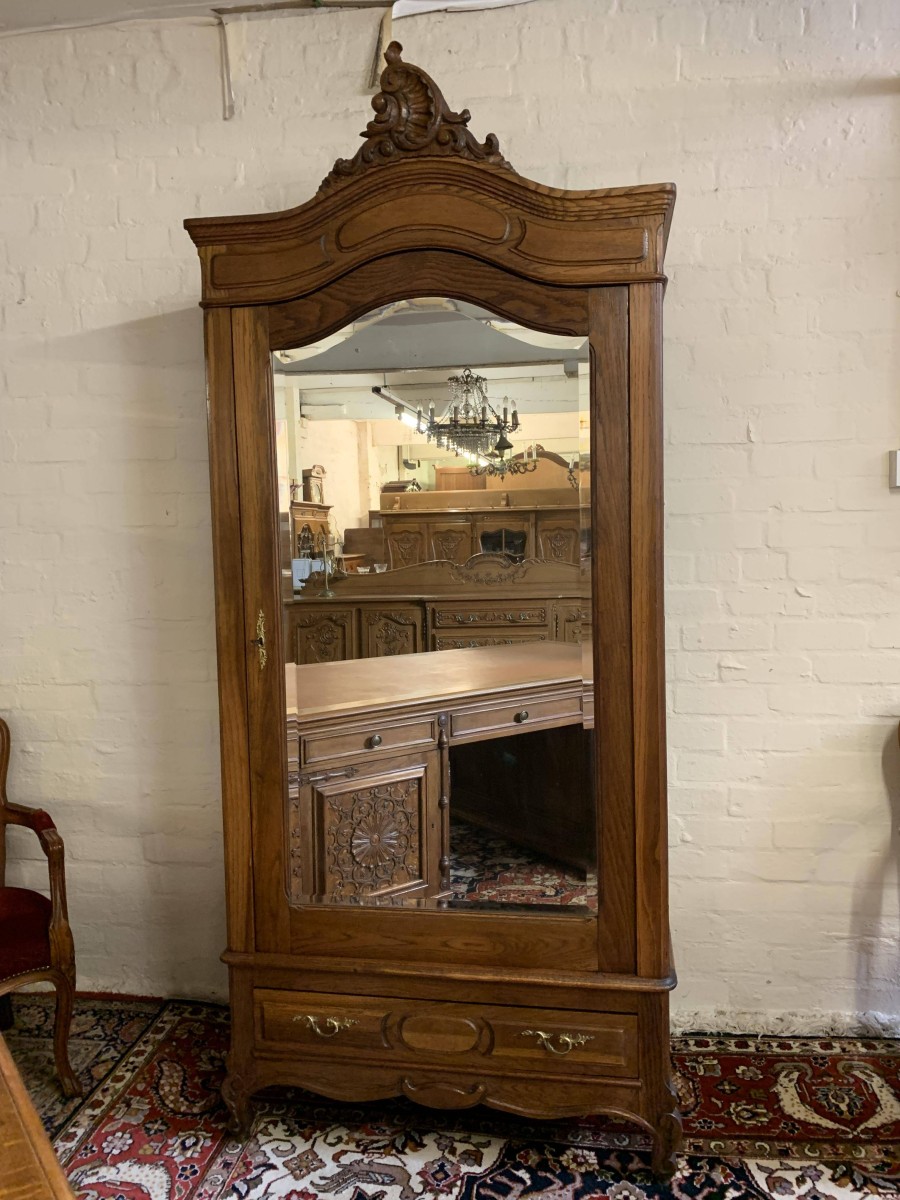 Fabulous Antique French Carved Oak Mirrored Armoire/lined Cupboard/wardrobe - Now Sold