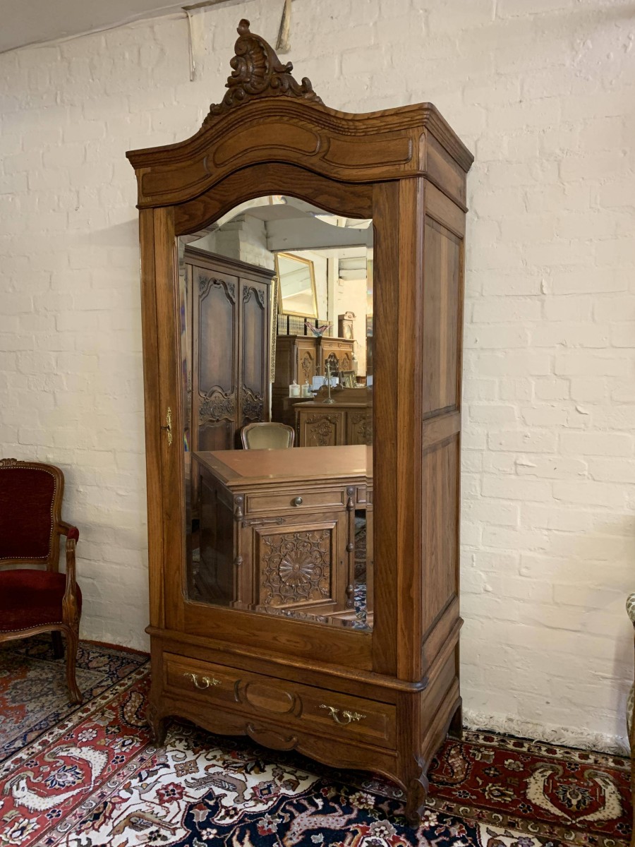 Fabulous Antique French Carved Oak Mirrored Armoire/lined Cupboard/wardrobe - Now Sold - Image 4