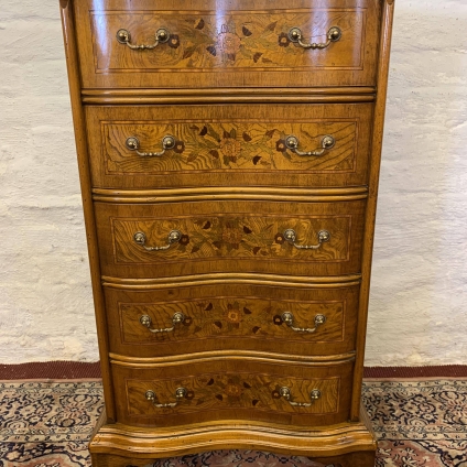 Outstanding Quality Shaped Inlaid Burr Walnut Chest Od Five Drawers - Now Sold