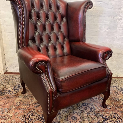 Fabulous Quality Ox Blood Leather Buttoned Backed Chesterfield Armchair - Now Sold