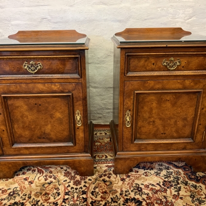 Outstanding Quality Pair Of Burr Walnut Bedside Cabinets - Now Sold