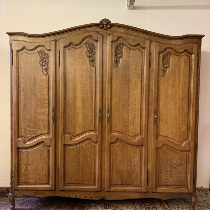 Fantastic French Carved Oak Four Door Armoire/wardrobe - Now Sold