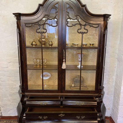 Stunning Carved Walnut Glazed Bombe Cabinet - Now Sold