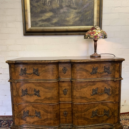 Fantastic French Shaped Walnut Three Drawer Commode/chest Of Drawers - Now Sold