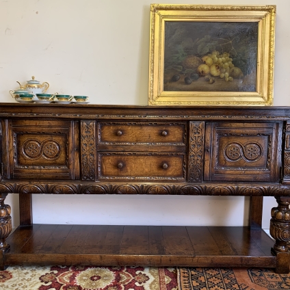 Outstanding Quality Carved Oak Titchmarsh And Goodwin Pot Board Dresser/sideboad - Now Sold