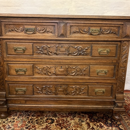 Fabulous Antique French Carved Oak Country Commode/chest Of Drawers Circa 1890 - Now Sold