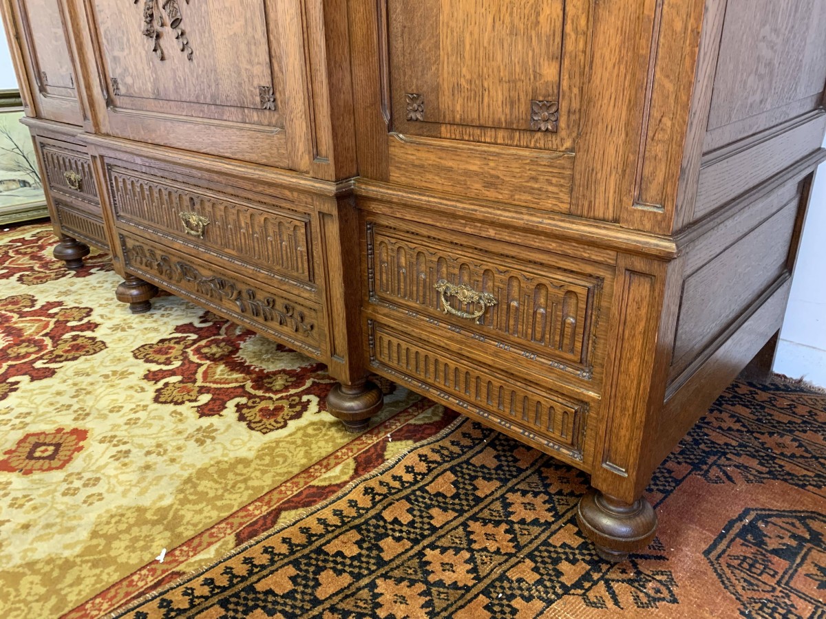 Fabulous Antique French Carved Oak Brakefront Mirror Door Armoire/wardrobe - Now Sold - Image 15