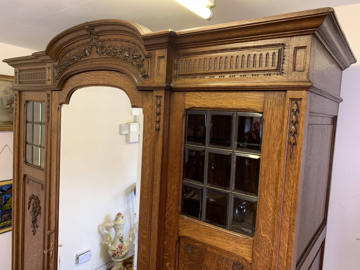 Fabulous Antique French Carved Oak Brakefront Mirror Door Armoire/wardrobe - Now Sold - Image 17