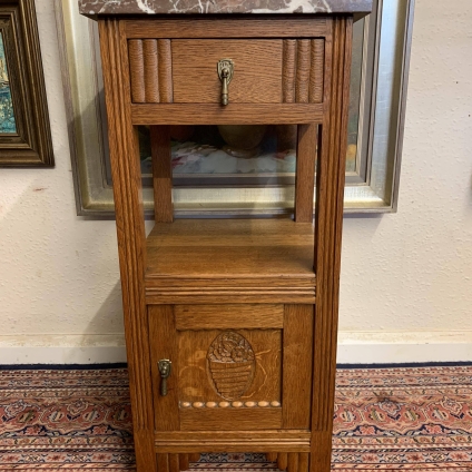 Fabulous Quality Antique French Carved Oak Marble Topped Side Cabinet - Now Sold