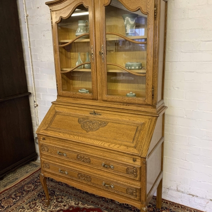 Fantastic Quality French Carved Oak Bureau Bookcase - Now Sold
