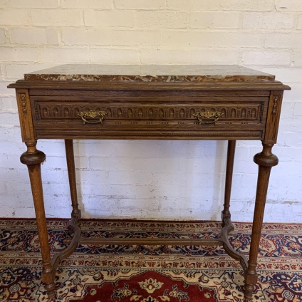 Antique French Marble Topped Table With Drawers Circa 1900 - Now Sold