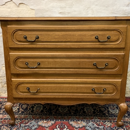 Fabulous French Shaped Oak Chest Of Three Drawers - Now Sold