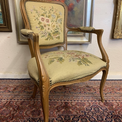 Beautiful Antique French Needlepoint Salon Chair - Now Sold