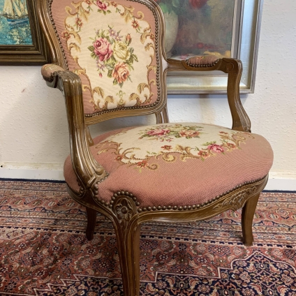 Fabulous Antique French Needlepoint Salon Chair - Now Sold