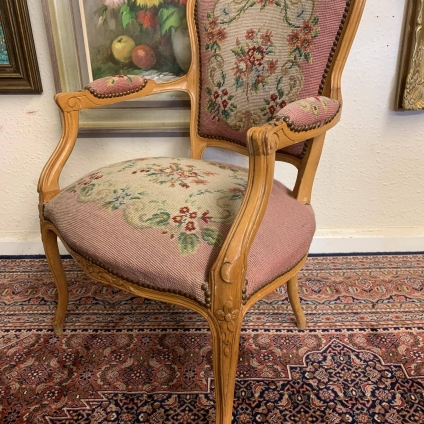 Gorgeous Antique French Needlepoint Salon Chair - Now Sold