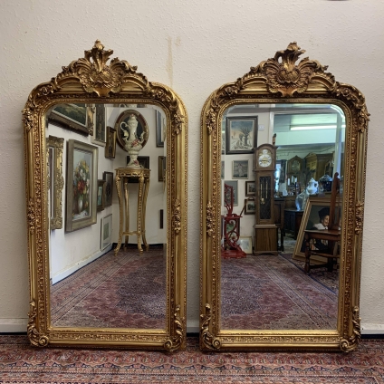 Stunning Pair Of Large Carved Gilt Mirrors - Now Sold