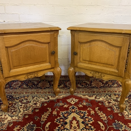 Fabulous Pair Of French Shaped Oak Bedside Cabinets - Now Sold