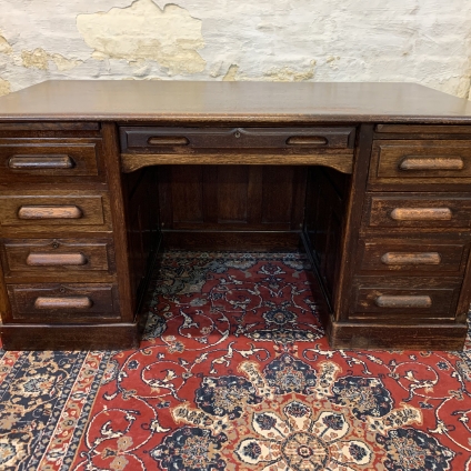 Outstanding Quality Antique Fielded Panelled Oak School Teachers Desk - Now Sold