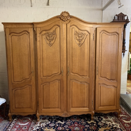 Gorgeous French Carved Oak Four-door Breakfront Armoire/wardrobe - Now Sold