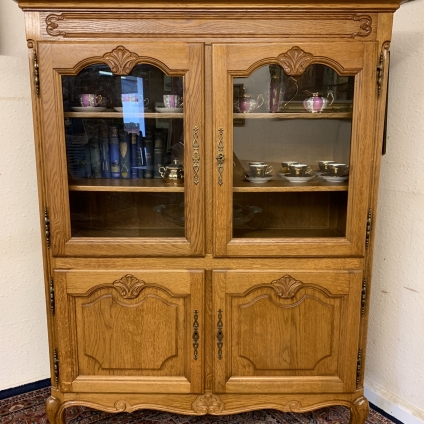 Fantasic French Carved Oak Glazed Bookcase/cabinet/cupboard