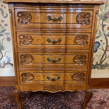 Fantastic Quality French Carved Oak Neat Sized Chest Of Drawers - Now Sold