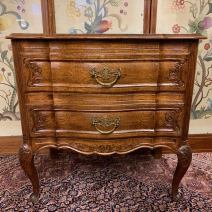 Fantastic Antique French Shaped Carved Oak Chest Of Two Drawers Circa 1920 - Now Sold