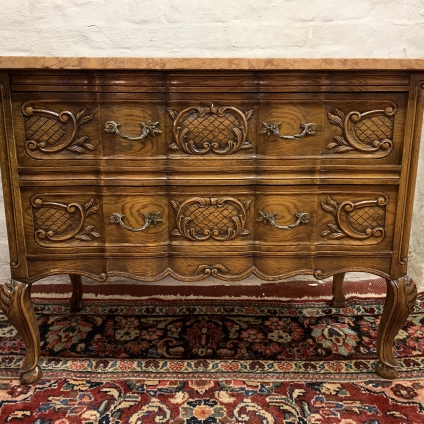 Fantastic Quality Antique French Carved Oak Marble Top Commode/chest Circa 1900