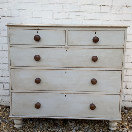 Stunning Antique Painted Pine Chest Of Five Drawers - Now Sold