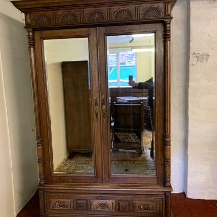 Antique French Carved Oak Double Mirrored Door Armoire/wardrobe Circa 1890 - Now Sold